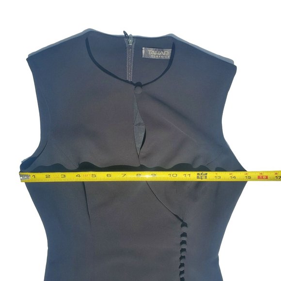 Tahari Classics Black Lined Keyhole Neck Sleeveless Front Slit Midi Dress Size 2 - Picture 11 of 15